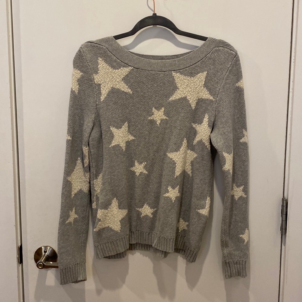 Marled grey and white Star Sweater
